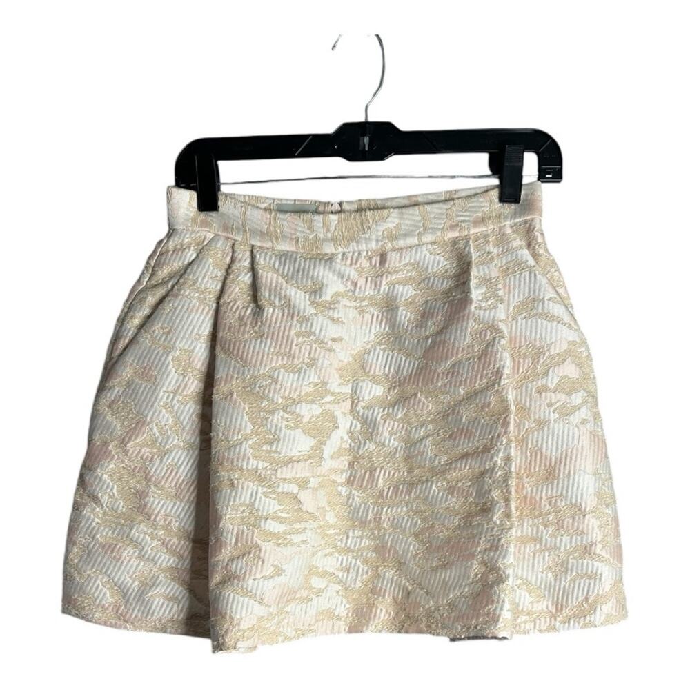 Philosophy Pink and Tan Mini A Line Skirt Zippered Back 4